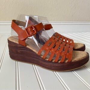 Korks by Kork-Ease | Women's Burnt Orange Strappy Marley Wedge Sandals Size 10